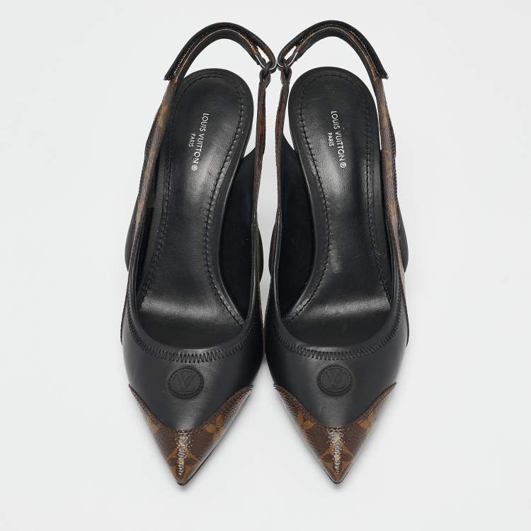 Pre Owned Louis Vuitton Monogram Canvas and Leather Archlight Slingback Pumps Size 39.5