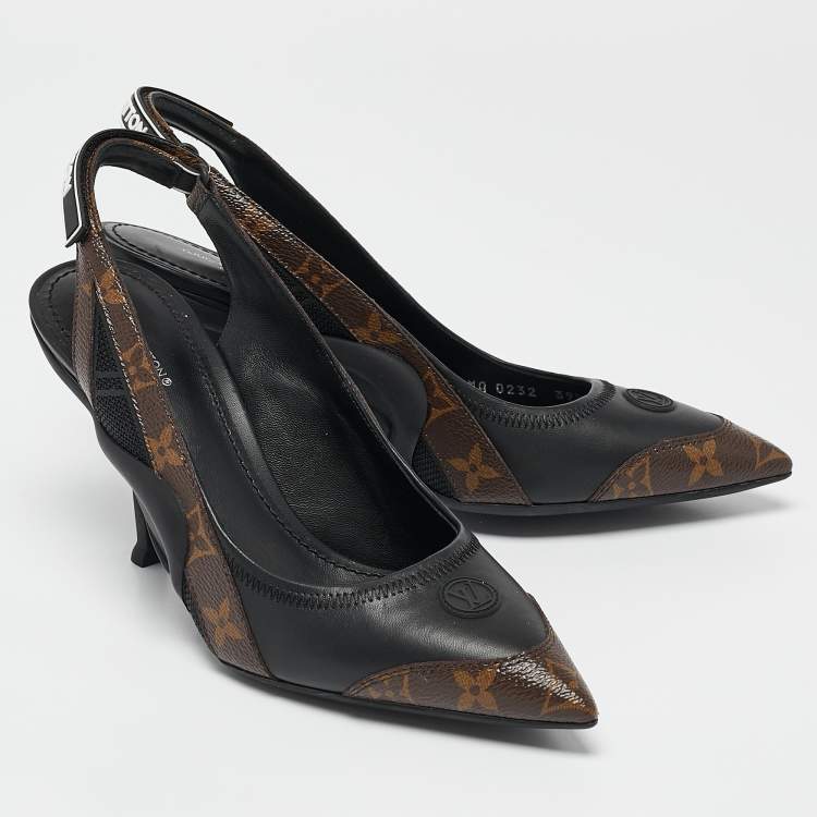 Pre Owned Louis Vuitton Monogram Canvas and Leather Archlight Slingback Pumps Size 39.5