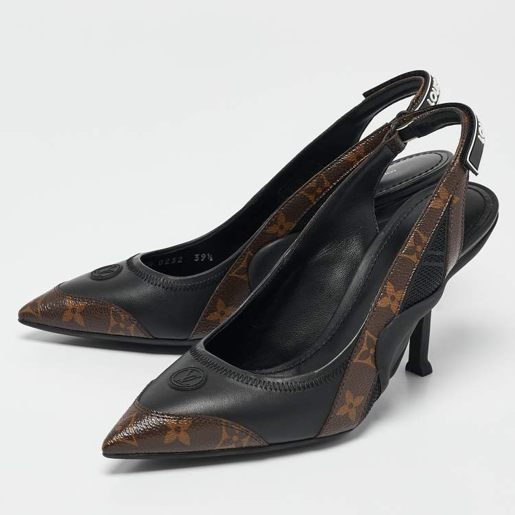 Pre Owned Louis Vuitton Monogram Canvas and Leather Archlight Slingback Pumps Size 39.5