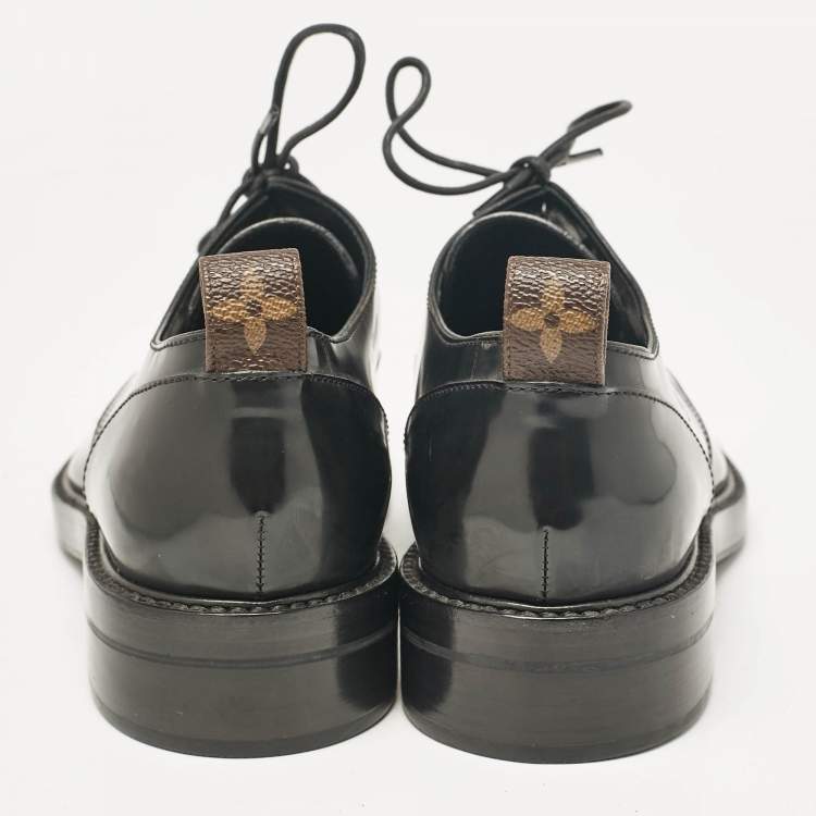 Pre Owned Louis Vuitton Black Patent Leather Oxfords Size 37.5