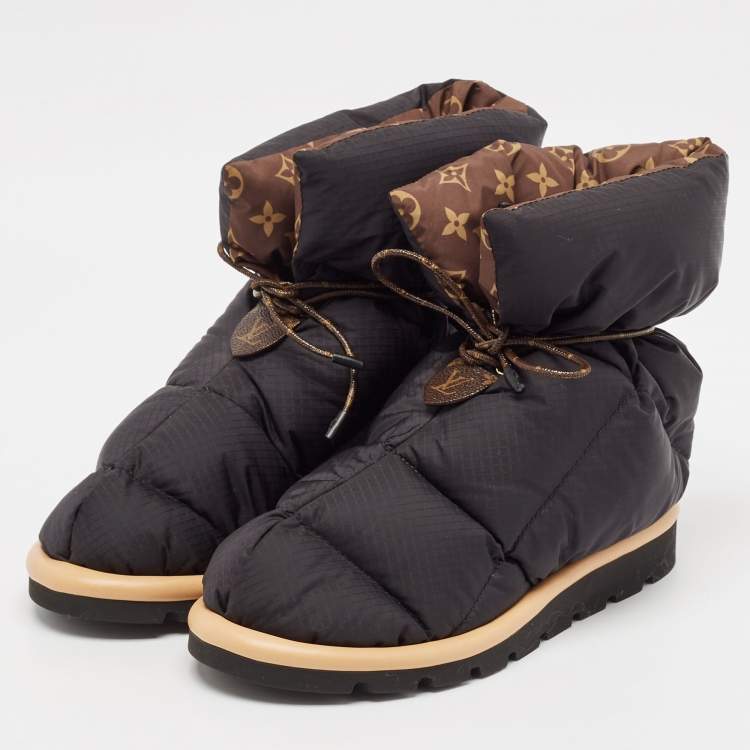 Pre Owned Louis Vuitton Black Nylon Pillow Confort Boots Size 39