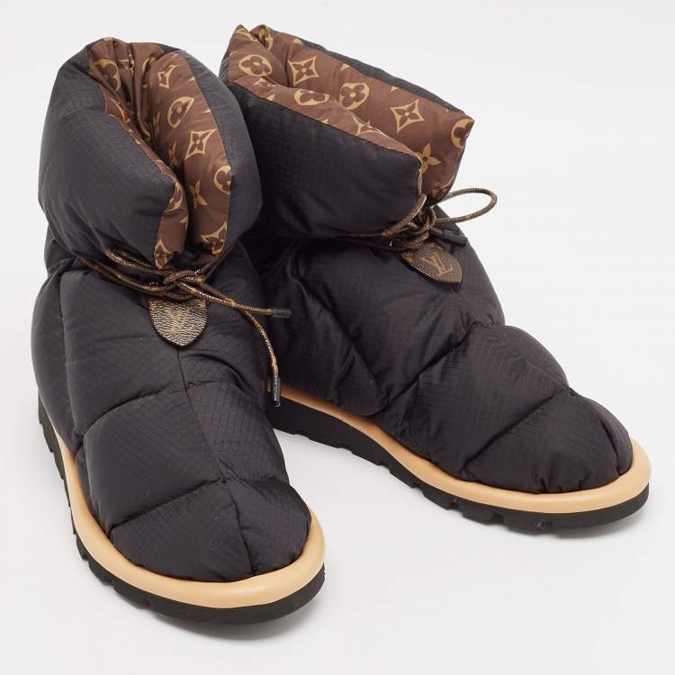 Pre Owned Louis Vuitton Black Nylon Pillow Confort Boots Size 39