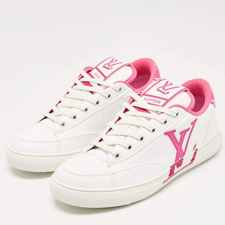 Pre Owned Louis Vuitton Fuchsia/White Leather Charlie Low Top Sneakers Size 38