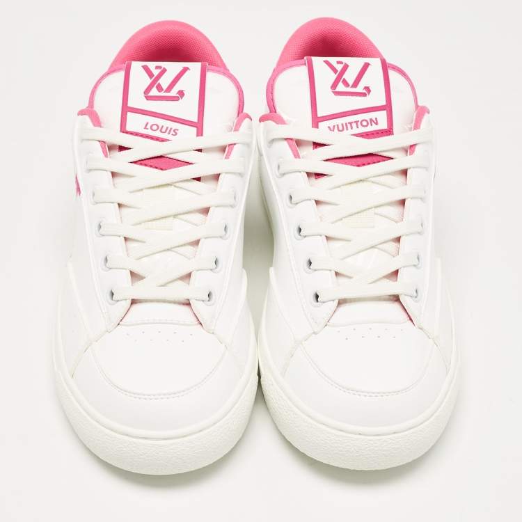 Pre Owned Louis Vuitton Fuchsia/White Leather Charlie Low Top Sneakers Size 38