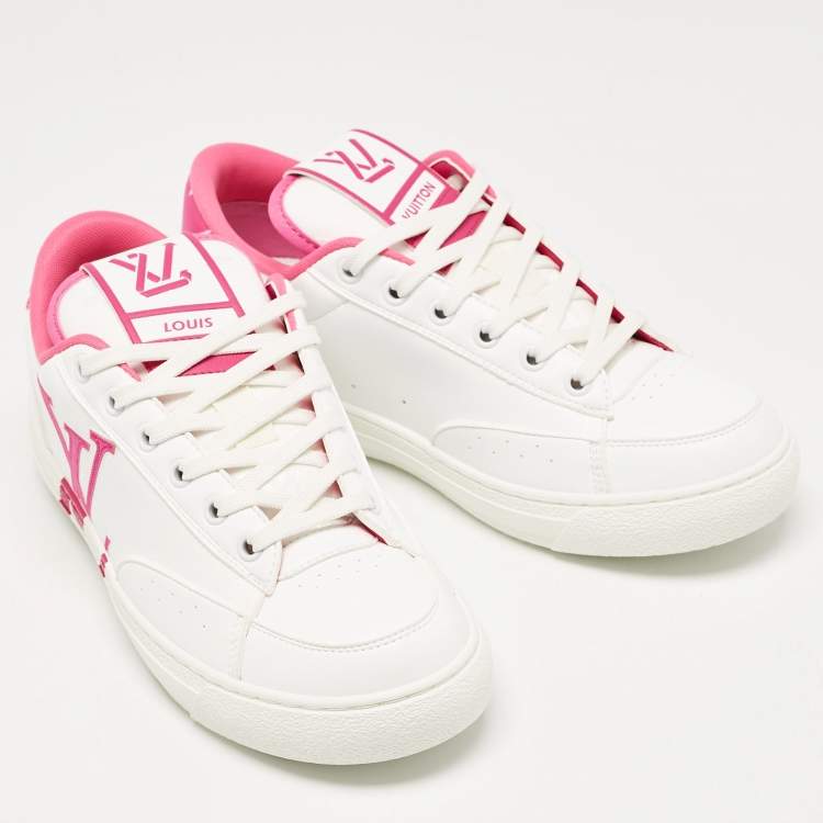 Pre Owned Louis Vuitton Fuchsia/White Leather Charlie Low Top Sneakers Size 38