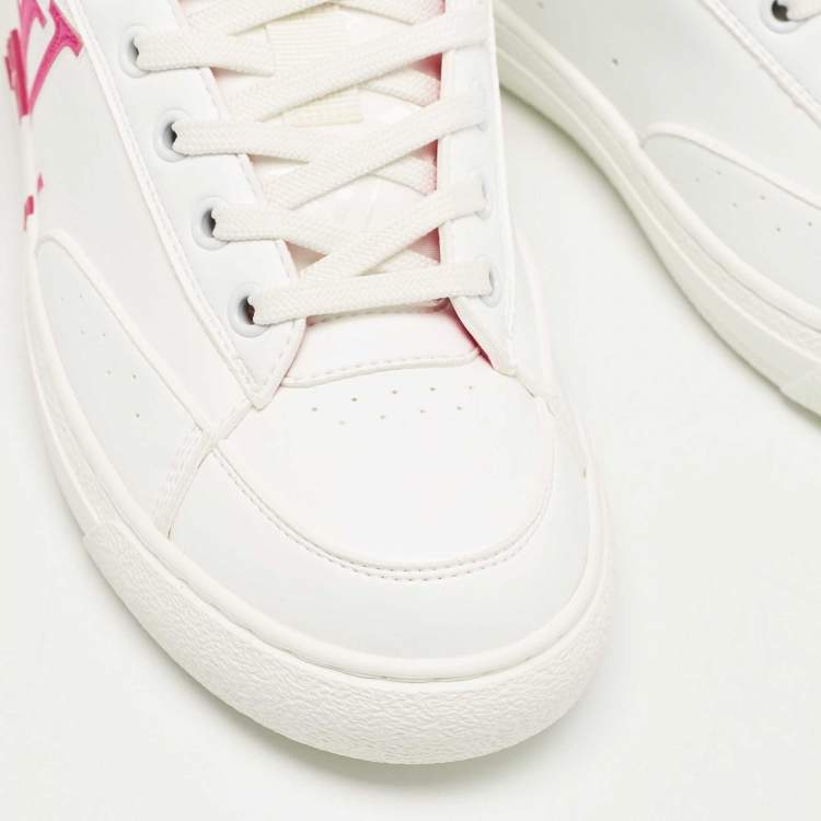 Pre Owned Louis Vuitton Fuchsia/White Leather Charlie Low Top Sneakers Size 38