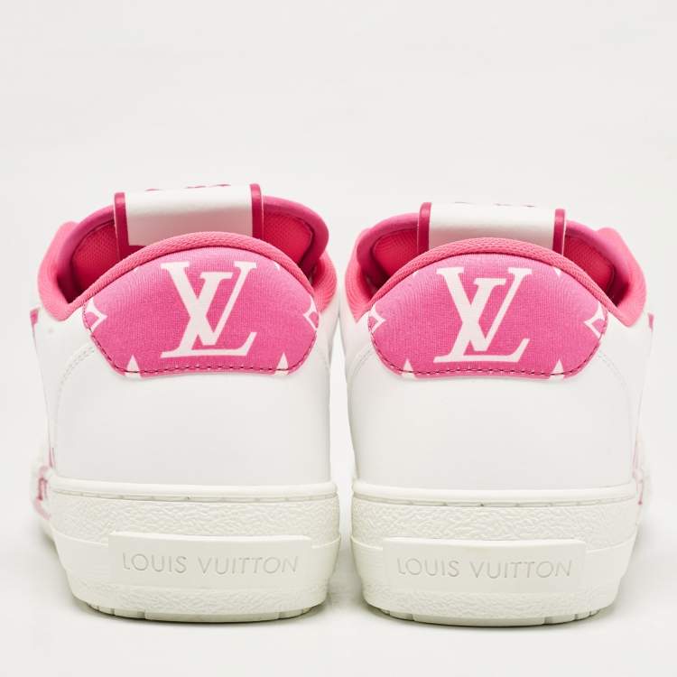 Pre Owned Louis Vuitton Fuchsia/White Leather Charlie Low Top Sneakers Size 38