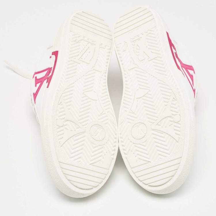 Pre Owned Louis Vuitton Fuchsia/White Leather Charlie Low Top Sneakers Size 38