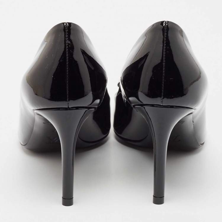 Pre Owned Louis Vuitton Black Patent Leather Bow Pumps Size 36