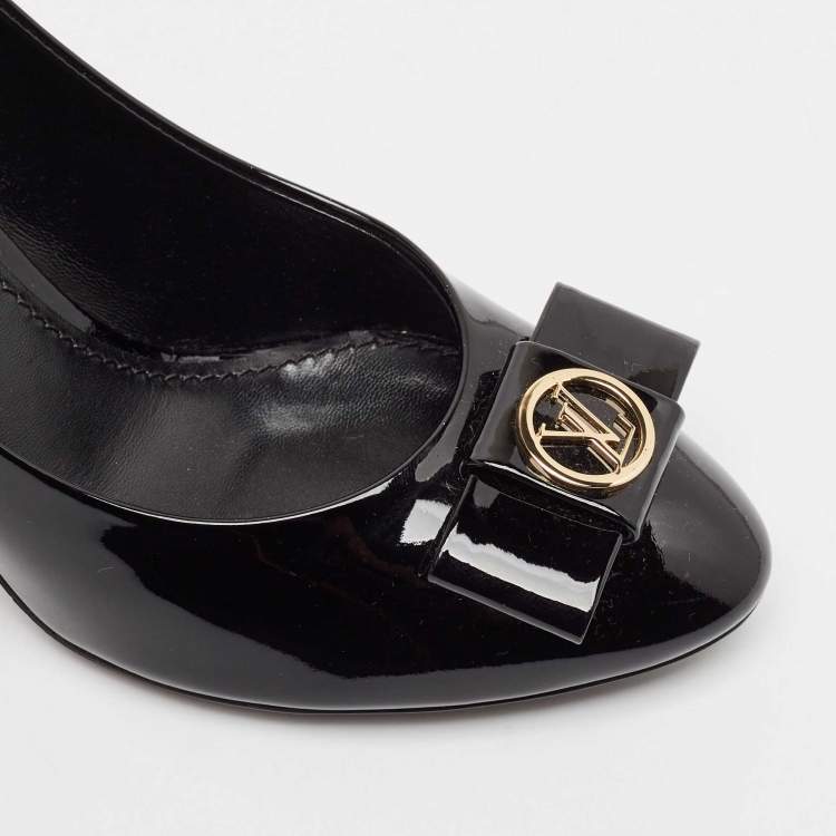 Pre Owned Louis Vuitton Black Patent Leather Bow Pumps Size 36