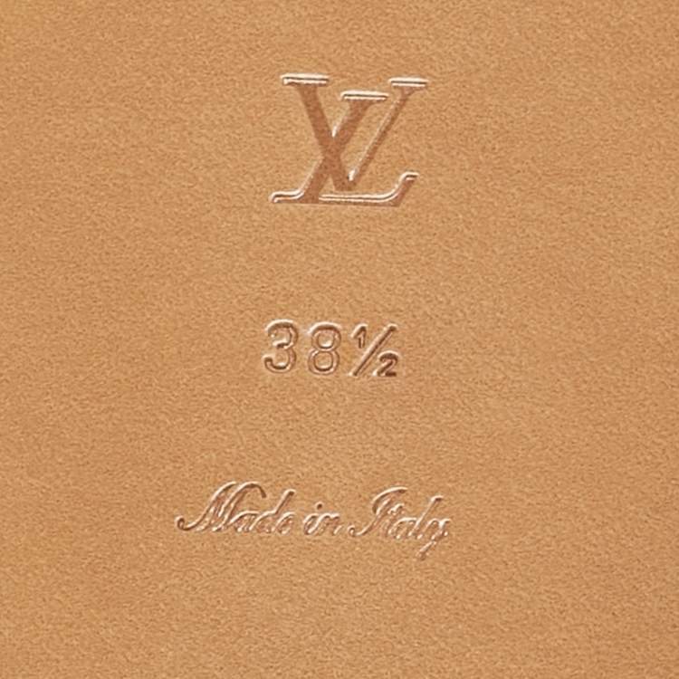 Pre Owned Louis Vuitton Monogram Canvas Studded Lock It Flat Slides Size 38.5