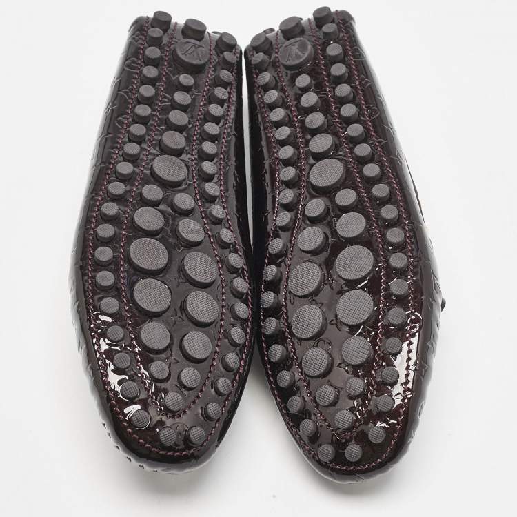 Pre Owned Louis Vuitton Burgundy Monogram Vernis Gloria Loafers Size 38
