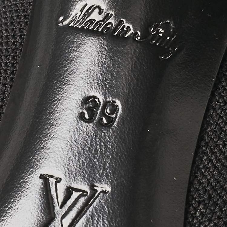 Pre Owned Louis Vuitton Black Monogram Knit Fabric Silhouette Ankle Boots Size 39