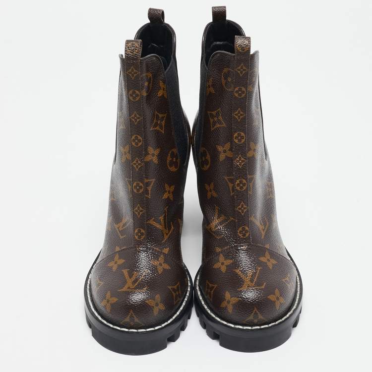 Pre Owned Louis Vuitton Monogram Canvas Star Trail Ankle Boots Size 37