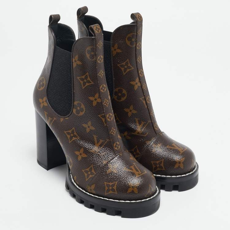 Pre Owned Louis Vuitton Monogram Canvas Star Trail Ankle Boots Size 37