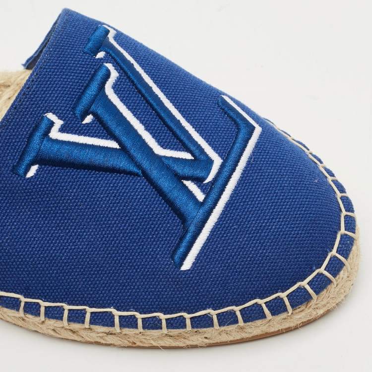 Pre Owned Louis Vuitton Blue Canvas Escale Starboard Espadrille Flats Size 39