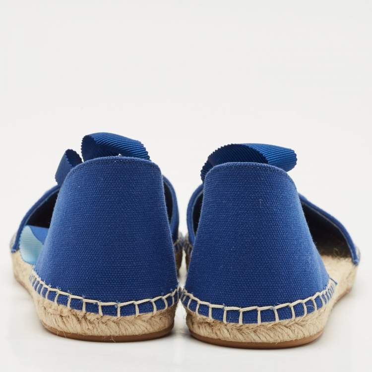 Pre Owned Louis Vuitton Blue Canvas Escale Starboard Espadrille Flats Size 39
