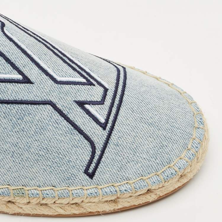Pre Owned Louis Vuitton Blue Denim Seashore Espadrille Flats Size 38