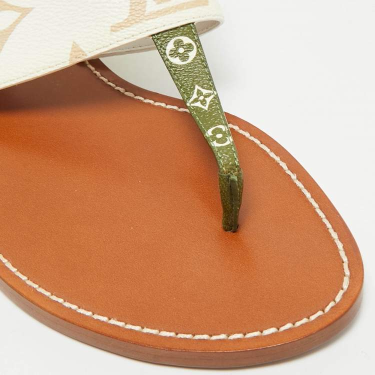 Pre Owned Louis Vuitton Multicolor Monogram Canvas Thong Flats Size 39