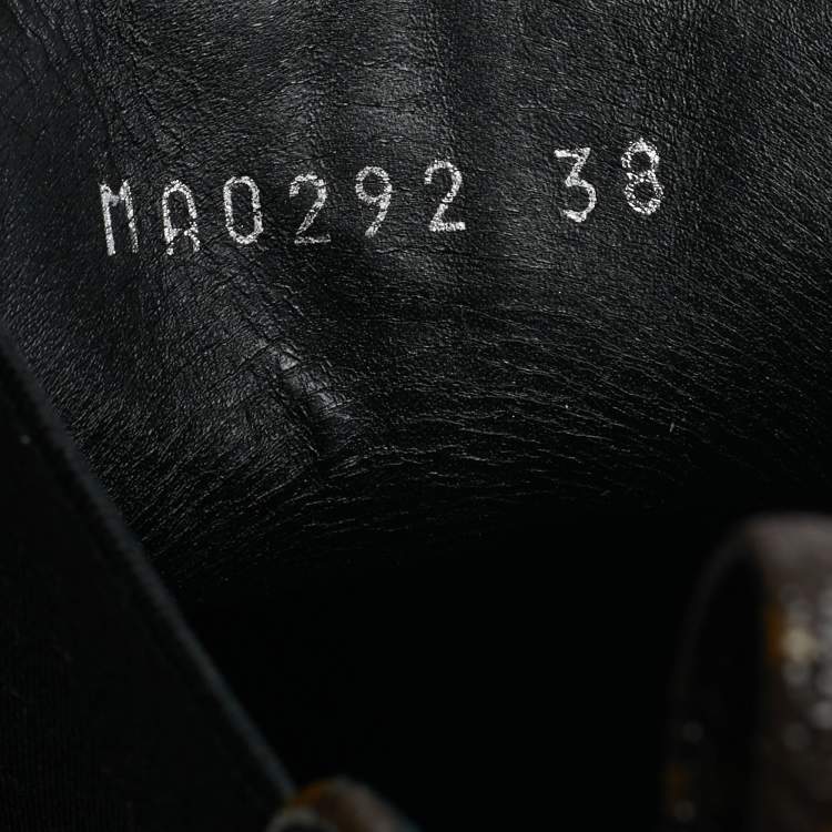 Pre Owned Louis Vuitton Black/Brown Monogram Canvas and Leather Beaubourg Ankle Length Boots Size 38