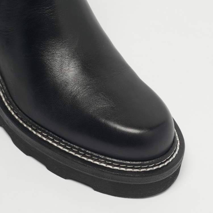 Pre Owned Louis Vuitton Black/Brown Monogram Canvas and Leather Beaubourg Ankle Length Boots Size 38