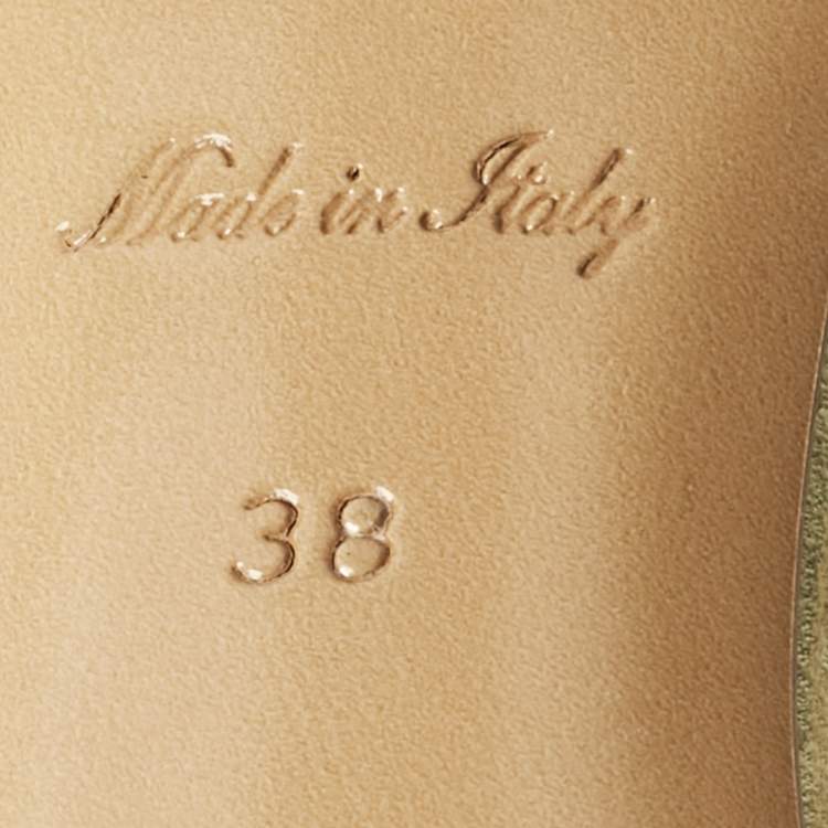 Pre Owned Louis Vuitton Gold Monogram Embossed Leather Revival Slide Sandals Size 38