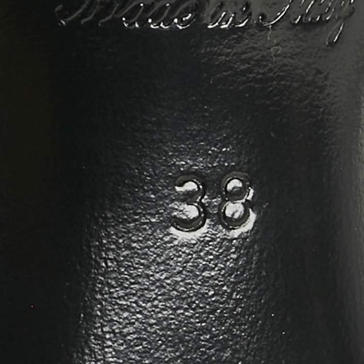 Pre Owned Louis Vuitton Black Monogram Embossed Leather Revival Slide Sandals Size 38