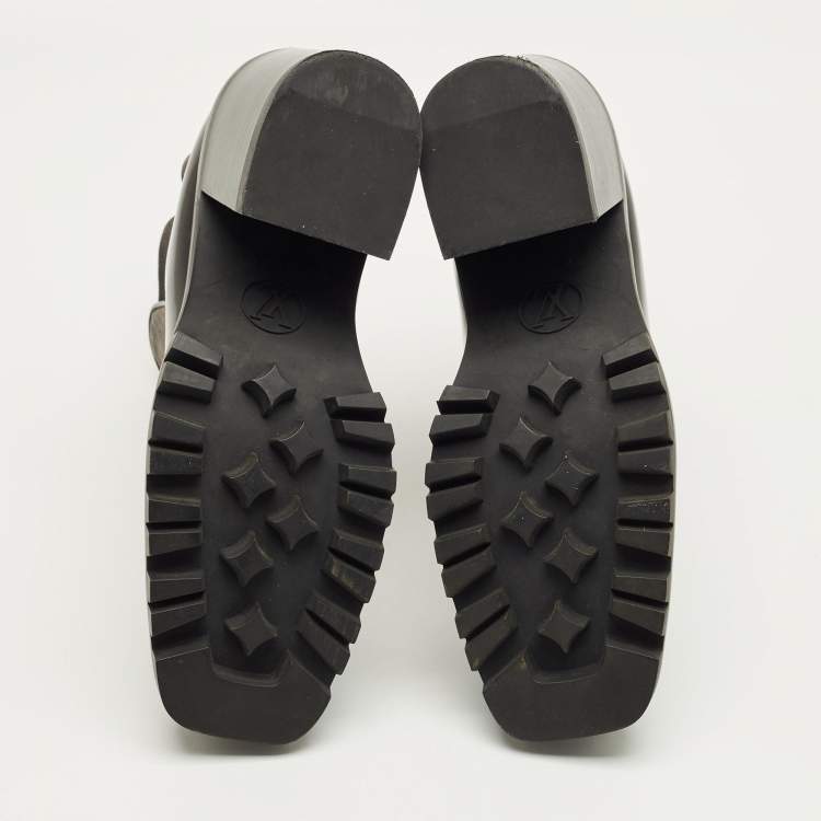 Pre Owned Louis Vuitton Black Leather LV Beaubourg Chelsea Ankle Boots Size 40