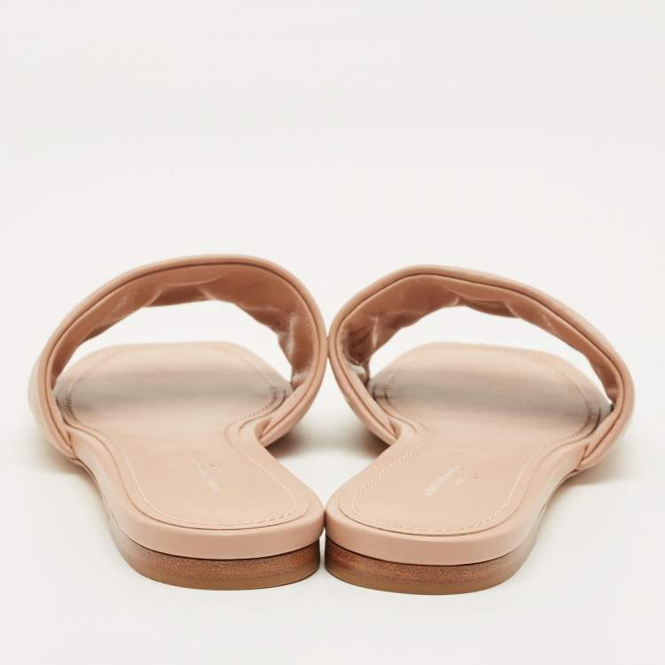 Pre Owned Louis Vuitton Revival Size 38.5 Pink Monogram Leather Flat Slide