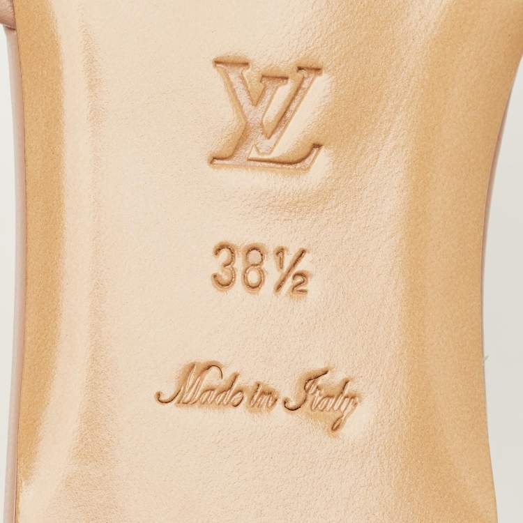 Pre Owned Louis Vuitton Revival Size 38.5 Pink Monogram Leather Flat Slide