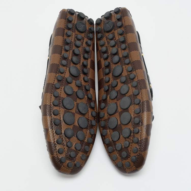 Pre Owned Louis Vuitton Gloria Size 38.5 Brown/Black Coated Canvas and Leather Loafers