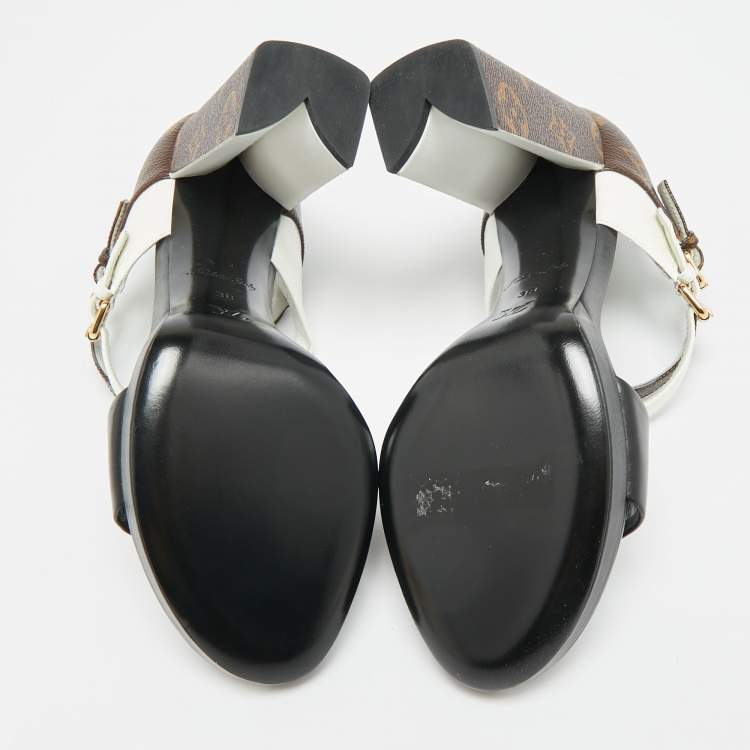 مملوكة مسبقًا صندل لويس فيتون مشجر متعدد الألوان قماش وجلد مع حزام للكاحل مقاس 38