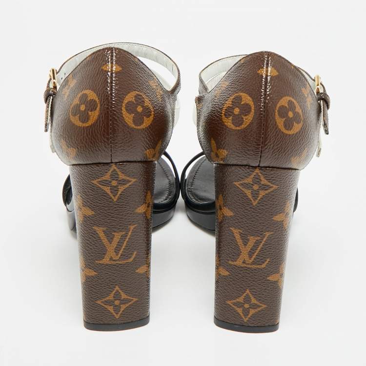 مملوكة مسبقًا صندل لويس فيتون مشجر متعدد الألوان قماش وجلد مع حزام للكاحل مقاس 38