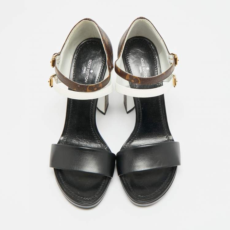 مملوكة مسبقًا صندل لويس فيتون مشجر متعدد الألوان قماش وجلد مع حزام للكاحل مقاس 38