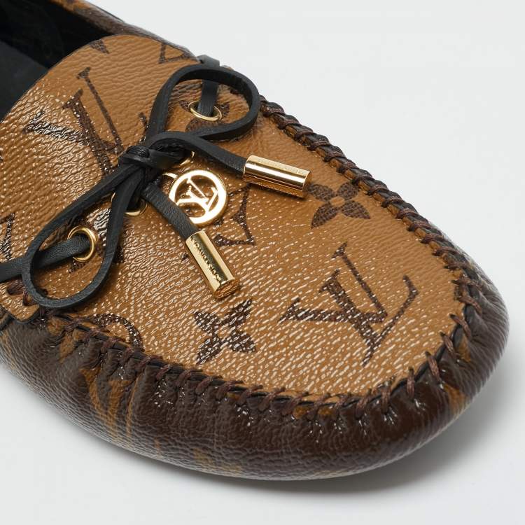 Pre Owned Louis Vuitton Gloria Size 37.5 Brown Monogram Canvas Loafers