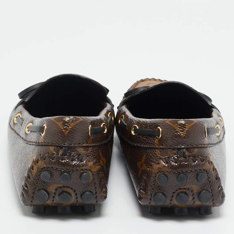 Pre Owned Louis Vuitton Gloria Size 37.5 Brown Monogram Canvas Loafers