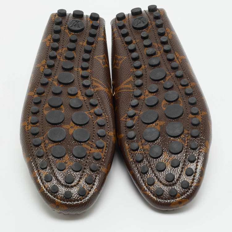 Pre Owned Louis Vuitton Gloria Size 37.5 Brown Monogram Canvas Loafers