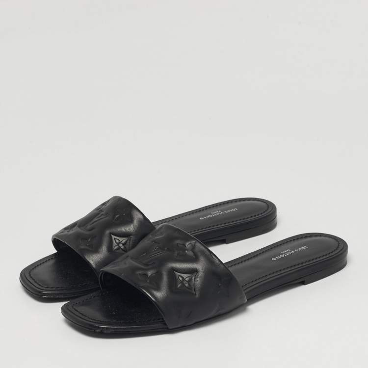 مملوكة مسبقًا Louis Vuitton Revival Size 39 Black Leather Flat Slide