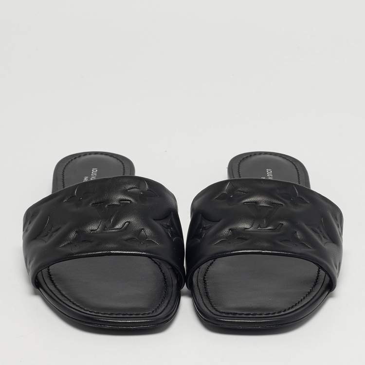 مملوكة مسبقًا Louis Vuitton Revival Size 39 Black Leather Flat Slide