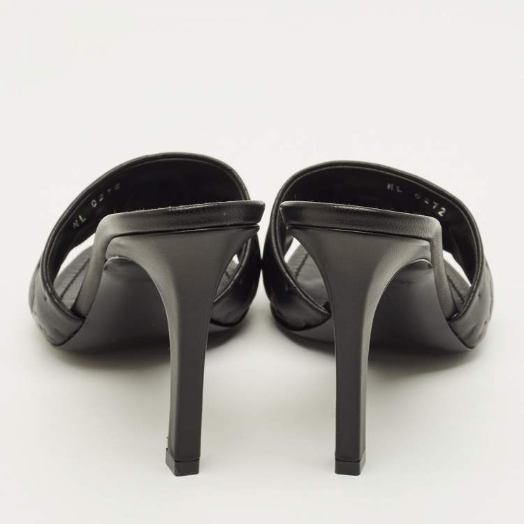 Pre Owned Louis Vuitton Revival Size 39 Black Monogram Leather Slide Sandals