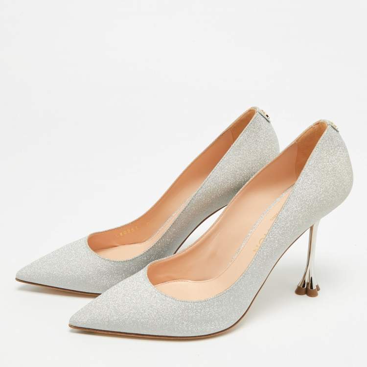 Pre Owned Louis Vuitton Blossom Size 39 Silver Glitter Pumps