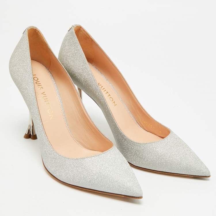 Pre Owned Louis Vuitton Blossom Size 39 Silver Glitter Pumps