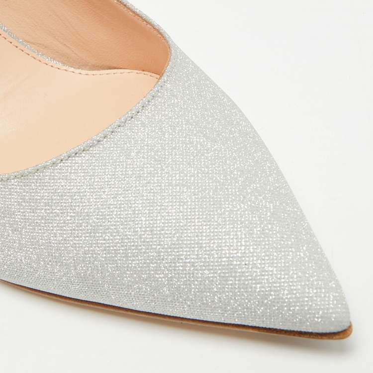 Pre Owned Louis Vuitton Blossom Size 39 Silver Glitter Pumps