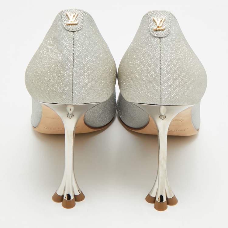 Pre Owned Louis Vuitton Blossom Size 39 Silver Glitter Pumps