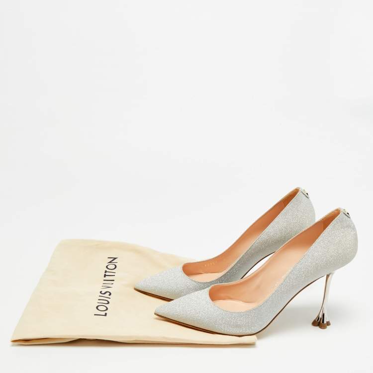 Pre Owned Louis Vuitton Blossom Size 39 Silver Glitter Pumps