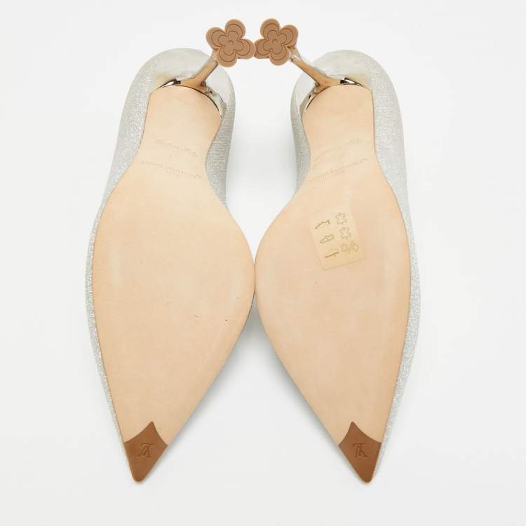 Pre Owned Louis Vuitton Blossom Size 39 Silver Glitter Pumps