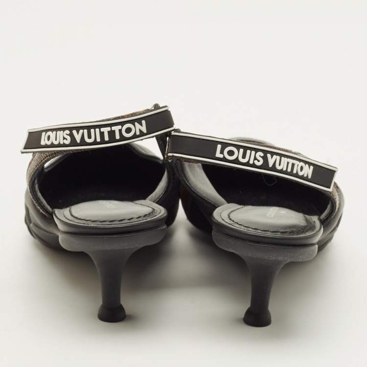 Pre Owned Louis Vuitton Archlight Size 38.5 Black/Brown Monogram Canvas and Leather Slingback Pumps