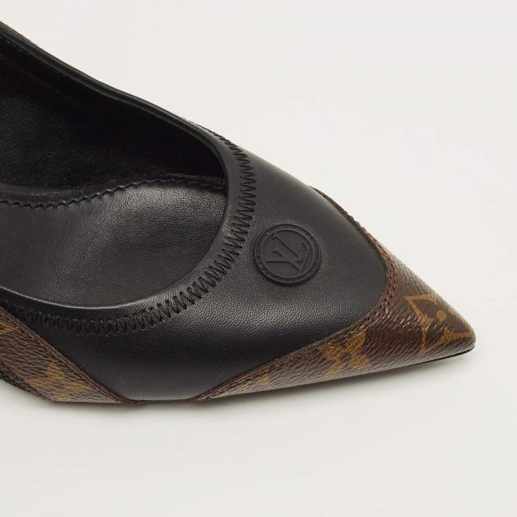 Pre Owned Louis Vuitton Archlight Size 38.5 Black/Brown Monogram Canvas and Leather Slingback Pumps
