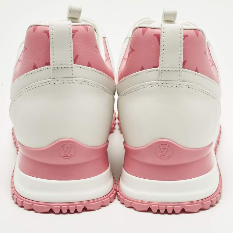 Pre Owned Louis Vuitton Run Away Size 39 White/Pink Leather and Mesh Low Top Sneakers