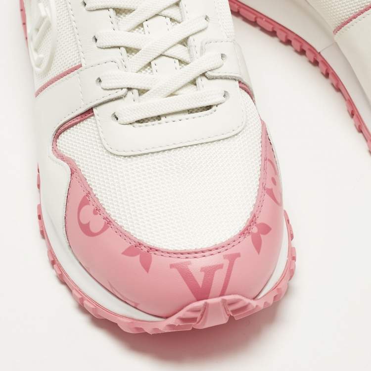 Pre Owned Louis Vuitton Run Away Size 39 White/Pink Leather and Mesh Low Top Sneakers